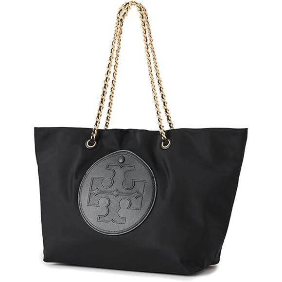 Tory Burch Women's Black 100% Smooth Leather Ella Chain Tote Bag - Picture 1 of 11